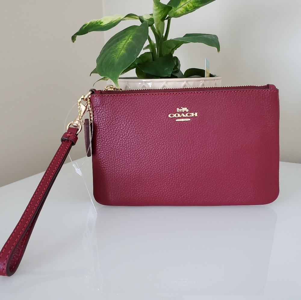 Coach Small Wristlet in Deep Red